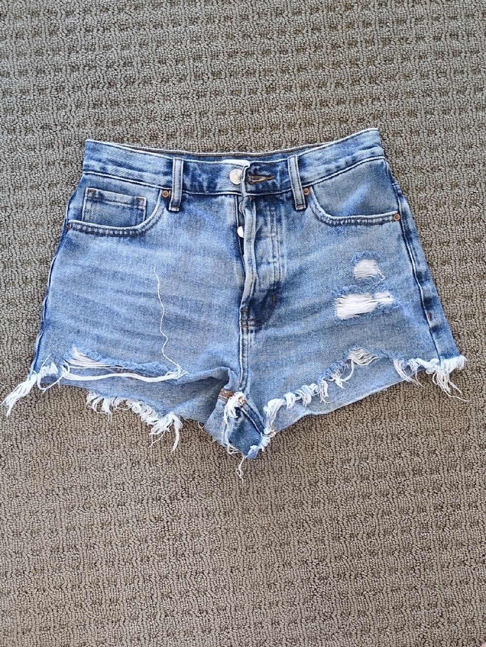 PacSun Vintage Light Blue Distressed High-Rise Jean Shorts